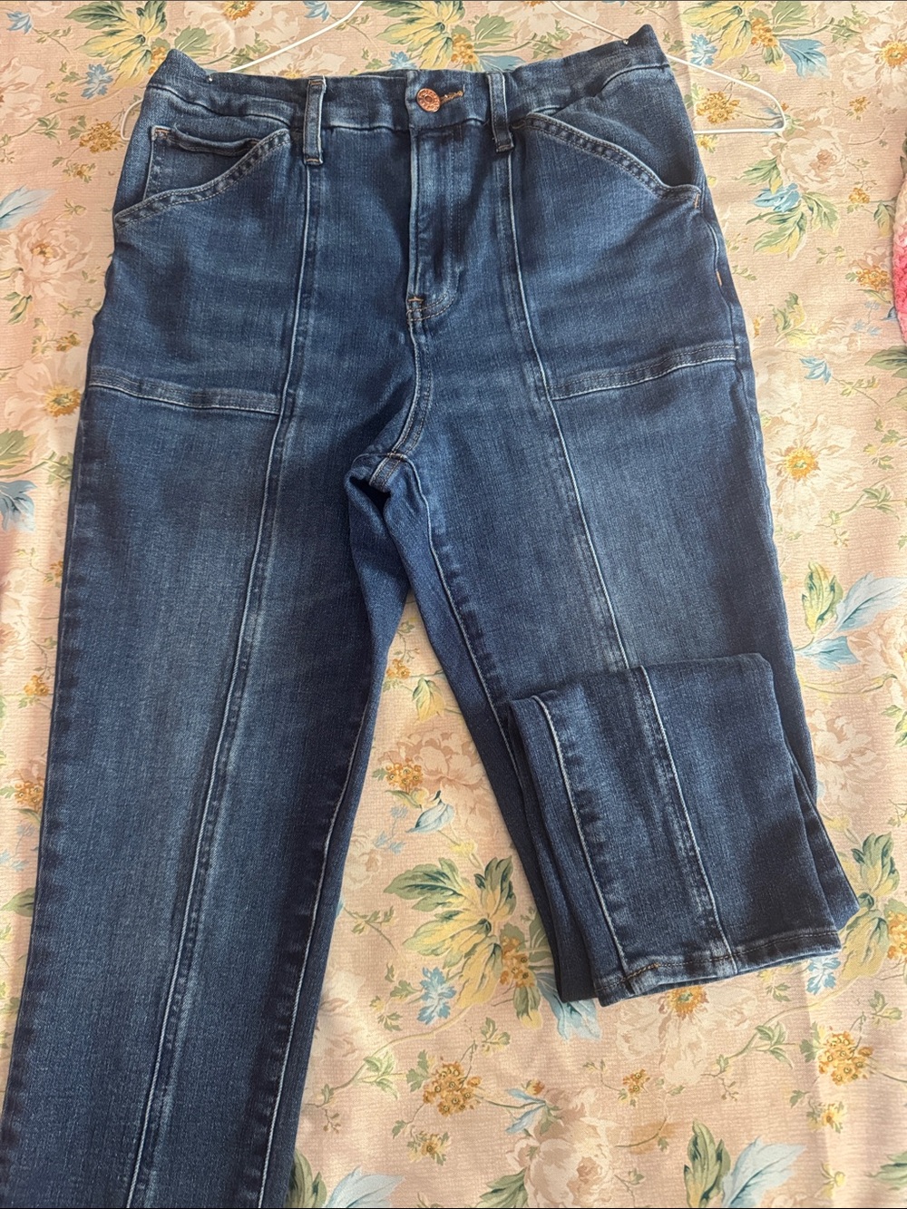 Express Dark Blue High-Rise Paneled Jeans